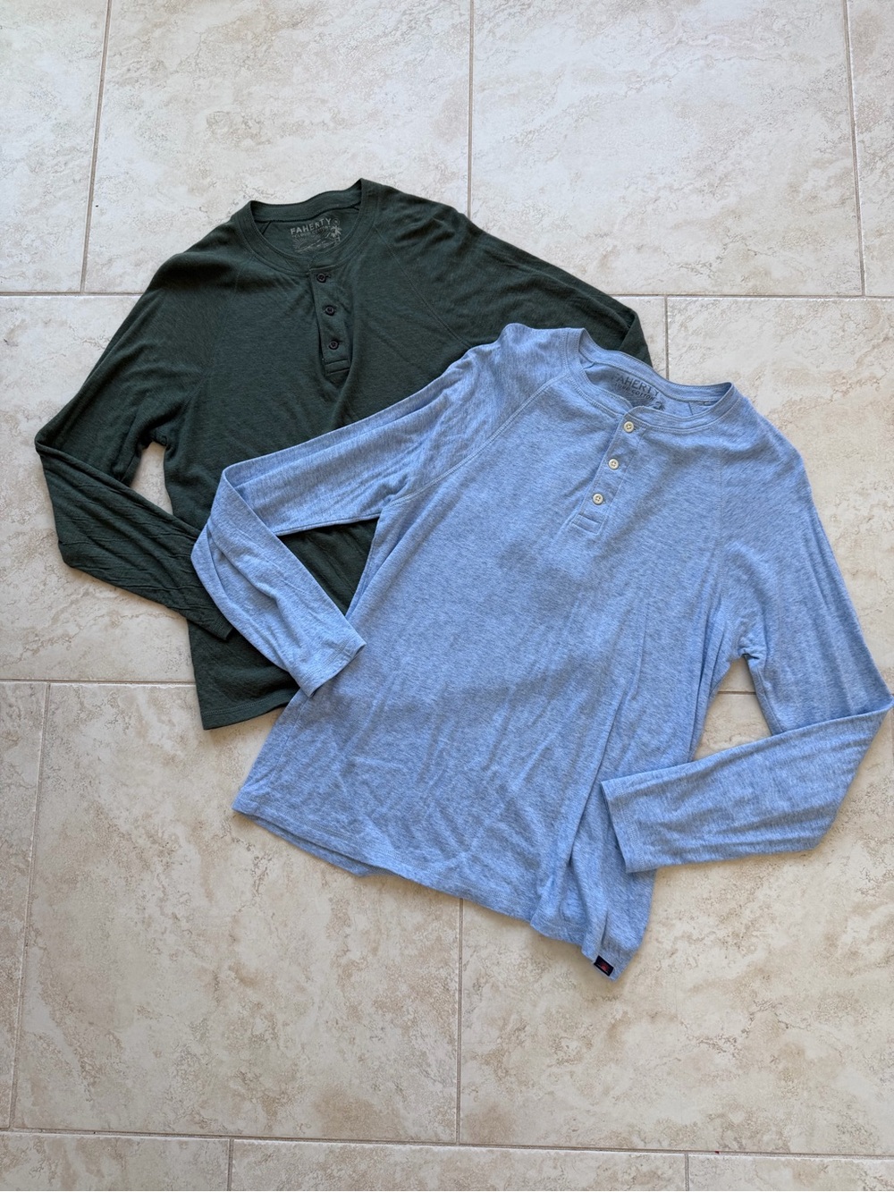 FAHERTY Cloud Cotton Long Sleeve Henley Button Up Shirts Bundle of 2